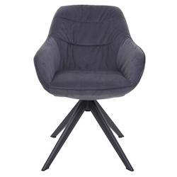 Décoshop26 - Chaise de salle à manger x1 rembourrée avec accoudoir rotatif en métal tissu gris 04_0006326 - gris 3000261709312_0