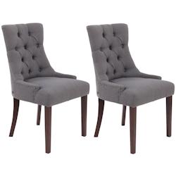 Décoshop26 - Lot de 2 chaises de salle à manger avec boutons décoratives assise en tissu gris foncé pieds foncés 10_0001519 - gris 3000250519847_0