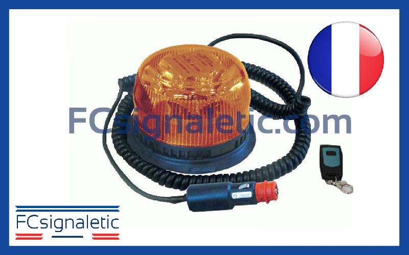 Gyrophare Gyroled orange télécommandé embase magnétique prise allume cigare classe 1 rotatif STANDBY MERCURA 30321-00_0