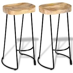 Helloshop26 - Lot de deux tabourets de bar design chaise siège  2 pcs bois de manguier massif 1202061 - 3002341778348_0