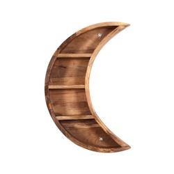 Möbilia Étagère Murale | Demi-lune | Bois de Manguier | L 40 x P 13 x H 60 cm | Naturel - beige Bois massif 22020008_0