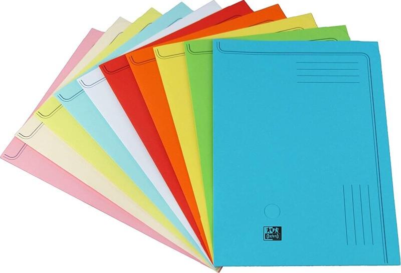 Oxford Boîte de 50 pochettes coins Color Line A4, sans fenêtre, en kraft coloris assortis (10) - 3334381048830_0