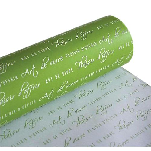 PAPIER CADEAU RÉVERSIBLE PAPIER 50M (L) X 70CM (L) VERT  BLANC