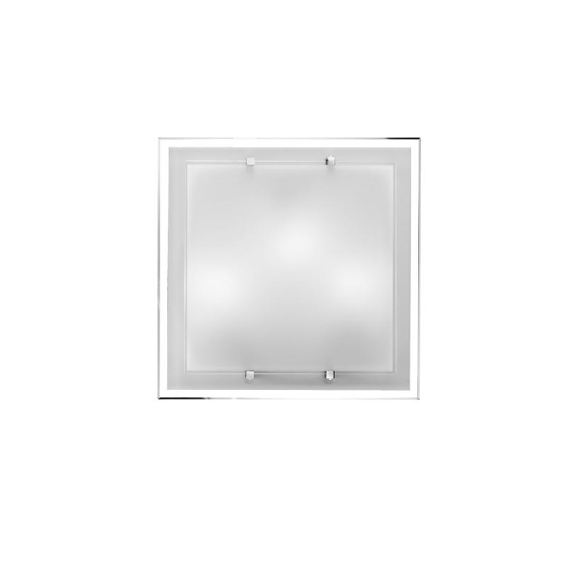 Plafonnier en verre blanc 40 x 40 cm, 3 ampoules E27 40 W max., design moderne et élégant pour l'éclairage intérieur, finition minimaliste - Peren_0