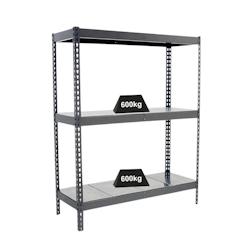 PROREGAL Étagère pour charges lourdes METAL BEAST THREE | HxLxP 200x180x45cm | Charge du compartiment 600kg | Gris - gris métal PR_RS16-14_0