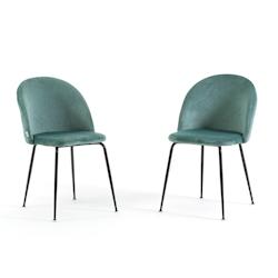 RATTATAN Lot de 2 chaises en velours avec pieds en métal, design élégant pour cuisine, salle à manger, bar ou restaurant – Sara – Vert jade/Gr_0