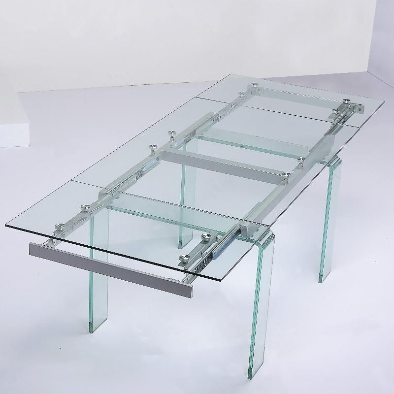 TABLE EN VERRE TRANSPARENT À RALLONGE EXTENSIBLE DISKO