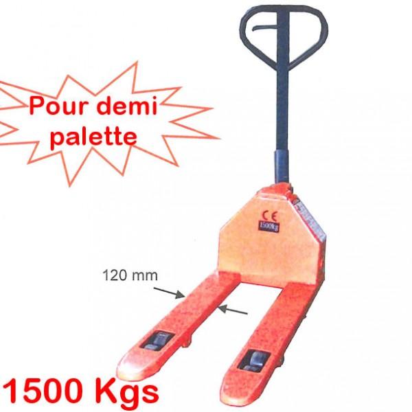 Transpalette manuel Rolléco - Pour demi-palettes - Charge 1500 kg - Fourches 800 mm_0