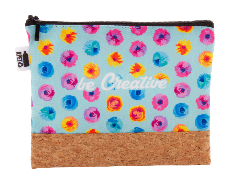 Trousse de maquillage personnalisée - polyester RPET 600D et liège naturel - impression sublimation_0