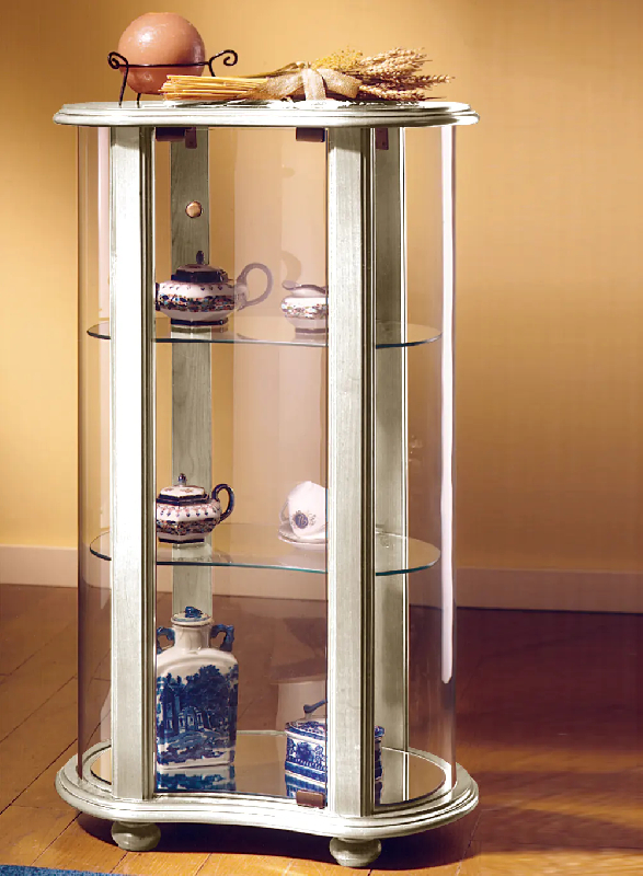 Vitrine bois cintrée dv14va - laqué crème cérusé_0