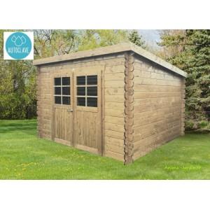 Abri de jardin en bois traité autoclave 28mm - S8215-1 - sans plancher, porte sécurisée avec clés et vitres minérales_0