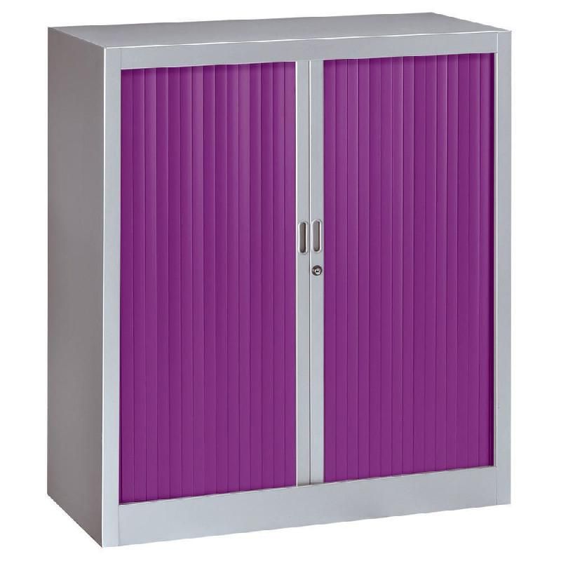 ARMOIRE MÉTAL CLASSTOUT COLOR - A RIDEAUX - L. 90 X H. 100 CM - CORPS ALUMINIUM  - RIDEAUX PRUNE