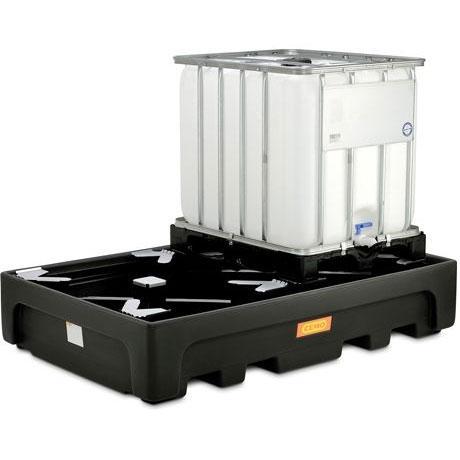 Bac de rétention 1 100 litres CUBI-PE pour 2 cubitainers - sans caillebotis - huiles, fioul, gasoil, diesel, produits chimiques - CEMO - 10940_0