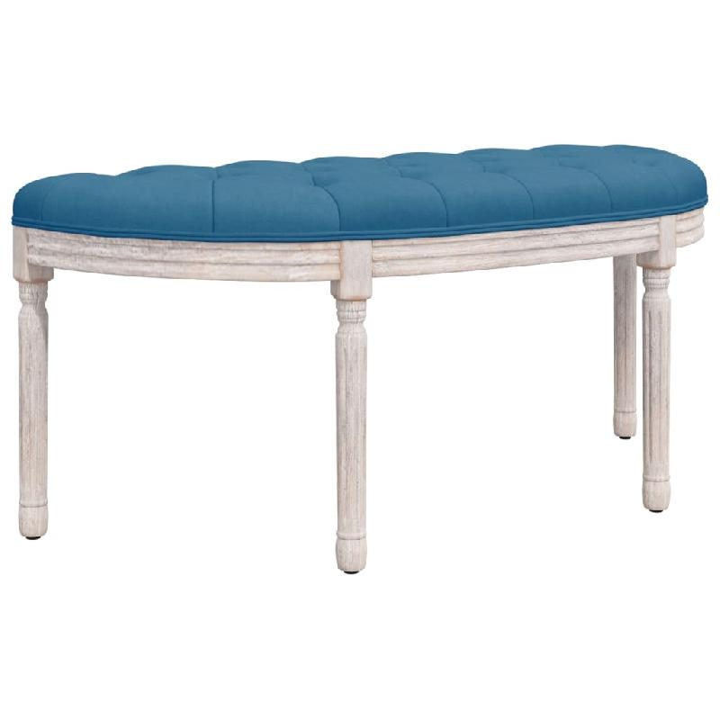 Banc banquette - 110,5 x 45 x 49 cm - Velours bleu - Style vintage français - Réf : 02_0010529_0