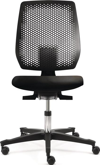 Chaise atelier pivotante Tec spot roulettes rembourrage en similicuir noir hauteur de l'assise 410-570 mm DAUPHIN_0