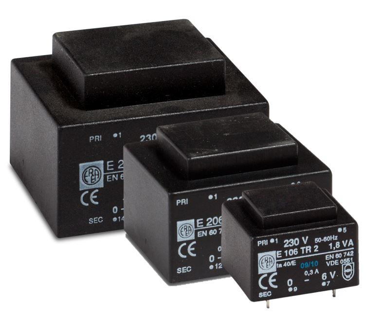 E 118TR4 - Transformateur monophasé pour circuits imprimés - 3,2VA - 230V / 2x24V - Normes EN 61558-2-6 et EN 60742_0