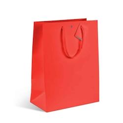 Gimex Sac gaufré rouge Natural Red poignées cordelières kraft blanc 180gr 18+10x22,7cm - par 240 - rouge en carton 3700481690543_0
