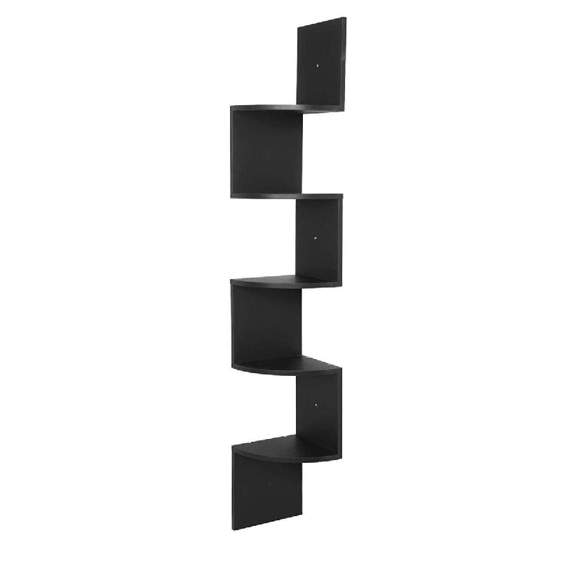 Helloshop26 - Étagères flottantes de rangement d'angle en MDF de rangement en forme de S noir 19_0000564 - noir Bois manufacturé 3000245038988_0