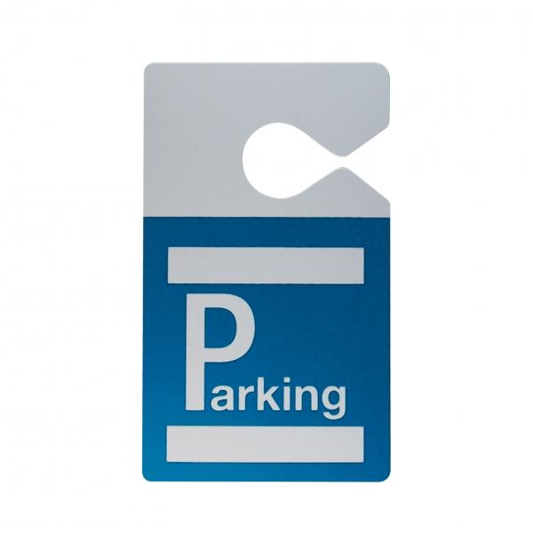 IDS75 : Badge parking avec accroche rétroviseur - bleu roi (293 C) - personnalisable avec zones d'écriture_0