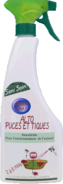 Insecticide Alto Puces et Tiques - Elimine tiques, puces, larves et oeufs - Flacon 500 ml avec spray et bouchon sécurité enfant_0