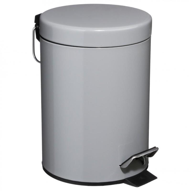 Poubelle de salle de bain métal 3L gris - système à pédale - Paris Prix_0