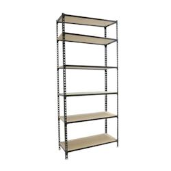 PROREGAL Étagère charge lourde GIANT MULI | HxLxP 250x80x30cm | 200kg par niveau | Noir | Étagère robuste de Garage - noir métal PR_RS8-40_0