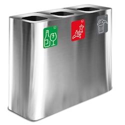 Stil Casa PURE système de collecte des déchets, acier inoxydable, 90x30xh. 80 cm, 180 litres, couverture effet satinée, satinée. - argenté inox P_0