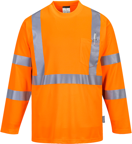T-shirt hi-vis manche longue avec poche orange s191, 4xl_0