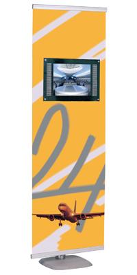 Totem promotionnel LCD - structure aluminium - écran 15 pouces - ajustable en hauteur - 600 x 1800 mm_0