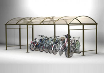Abri vélo semi-ouvert vision 5m / bardage en verre securit / pour 15 vélos_0