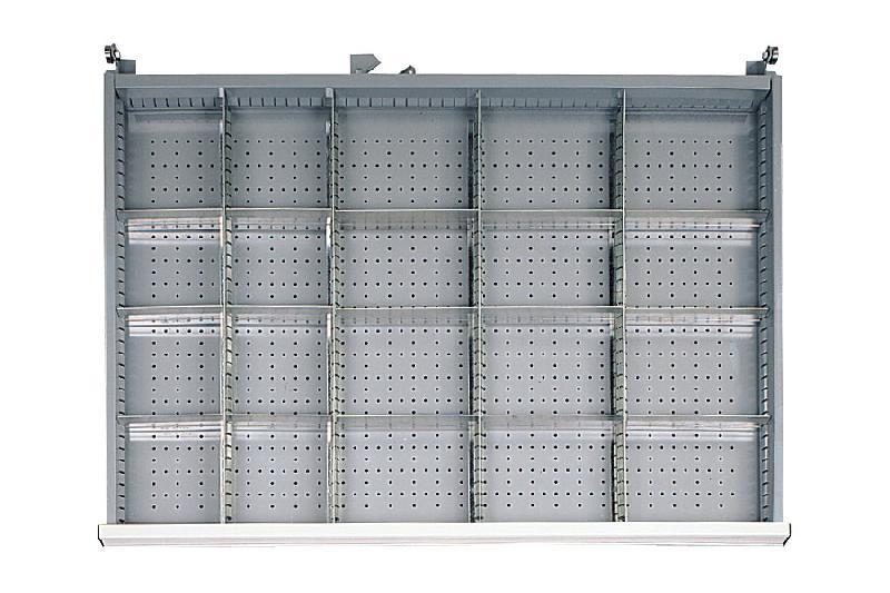 Agencement pour tiroir h.75 mm d'armoire métallique l en casiers amovibles l.140 + l.190 mm_0