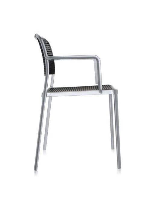 Audrey Shiny - Chaise de restaurant design Lissoni en aluminium poli et plastique brillant_0