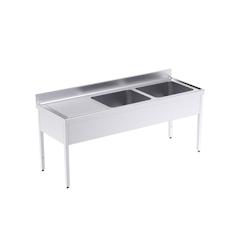 Distform Plonge Professionnelle en Inox avec 2 Egouttoirs 2000 mm - 0641094632496_0