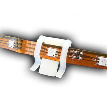 Embase à fixer pour strip LED - plastique autocollant et vissable - compatible RGB ou classique_0