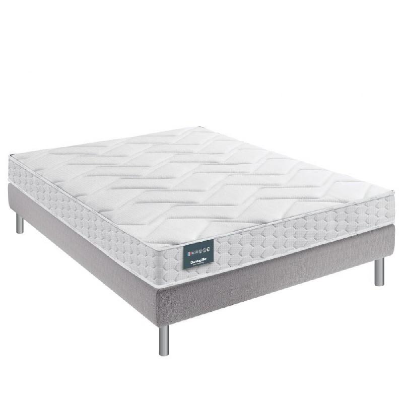 ENSEMBLE DUNLOPILLO 140*200 CM EUGEN 20 CM MATELAS SOMMIER DÉCO JEU DE 4 PIEDS GRIS_0