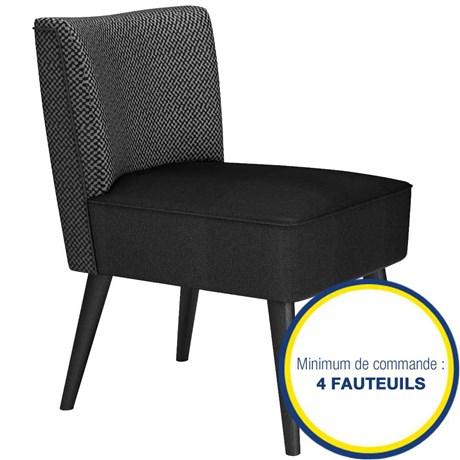 FAUTEUIL LOUNGE PAULINE GRIS ET NOIR