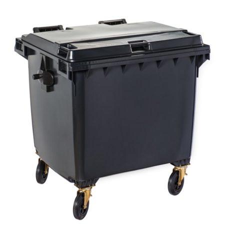 HS010060031 - Poubelle extérieure plastique 4 roues 1100L gris - HDPE anti-UV et résistante_0