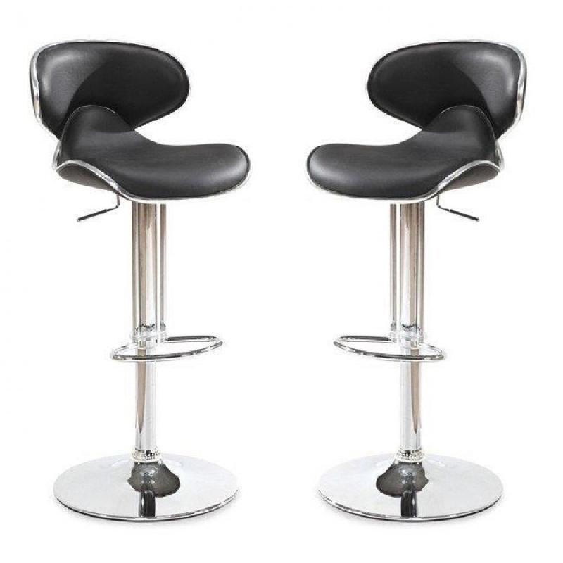 LOT DE 2 TABOURETS CHAISES DE BAR BUBBLE NOIR ASSISE MOUSSE À MÉMOIRE DE FORME