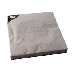 Papstar 50 Serviettes, 2 plis pliage 1/4 40 cm x 40 cm gris - 4002911757932_0