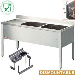 Plonge 2 cuves et 1 égouttoir à gauche - L1620S-KD - acier inox 18/10 AISI 304/441_0