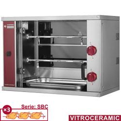 Rôtissoire à poulets vitrocéramique - 2 broches (6 poulets) - Acier inox AISI 304 - Modèle à poser_0