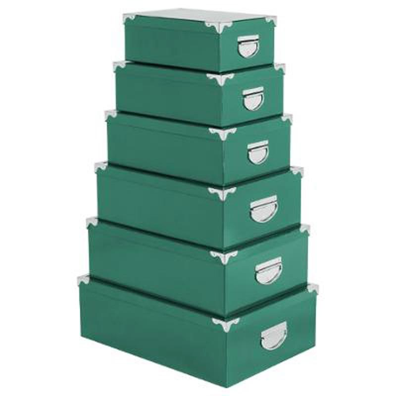 Set de 6 boîtes de rangement en carton - Vert sauge - Paris Prix - Taille jusqu'à 48 cm_0