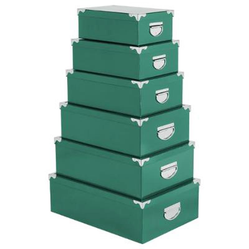 SET DE 6 BOÎTES DE RANGEMENT UNI 48CM VERT - PARIS PRIX_0