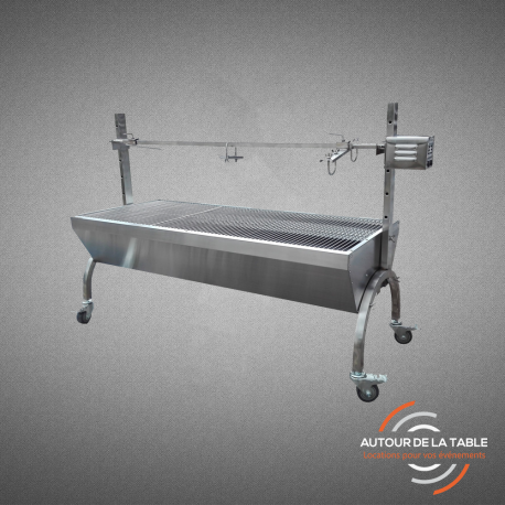 Tournebroche horizontal en acier inoxydable - durable, résistant, facile à nettoyer, disponible en location - réf 0811005_0