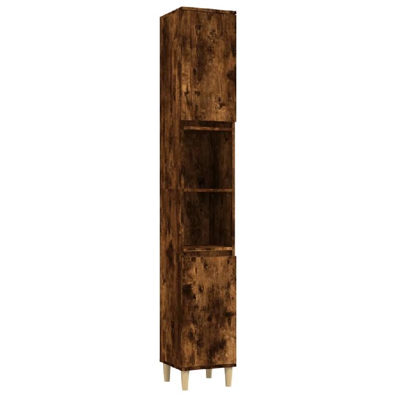 ARMOIRE DE BAIN 30 X 30 X 190 CM BOIS D\'INGÉNIERIE CHÊNE FUMÉ 02_0006537_0