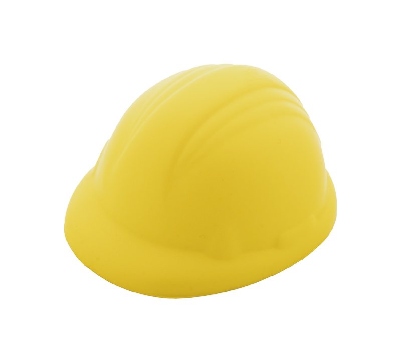 Balle anti-stress - en forme de casque de sécurité - mousse PU - couleur jaune - 20,8g_0