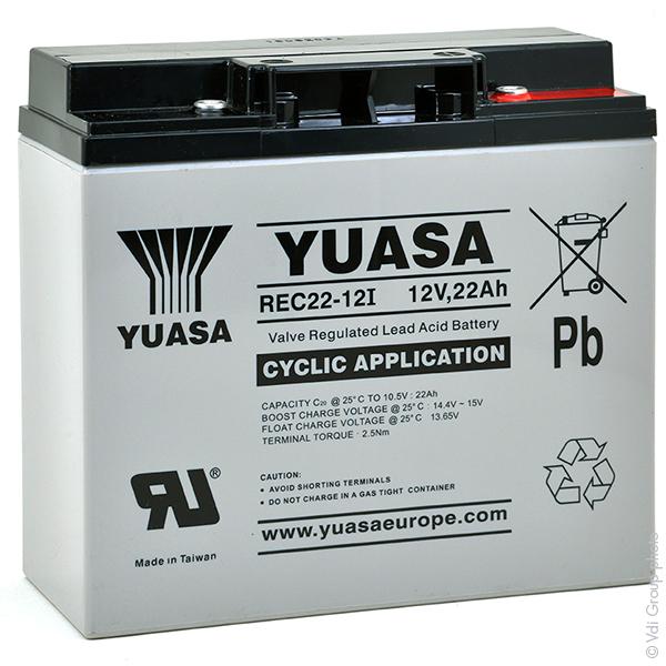 Batterie plomb AGM Yuasa REC22-12I - 12V 22Ah - Cosses M5 - Gamme REC, 10 ans de durée de vie en floating_0