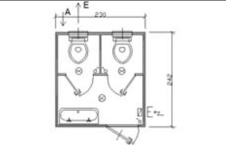 Bungalow de chantier SS2 - sanitaire aménagé avec 2 WC et 1 lavabo_0