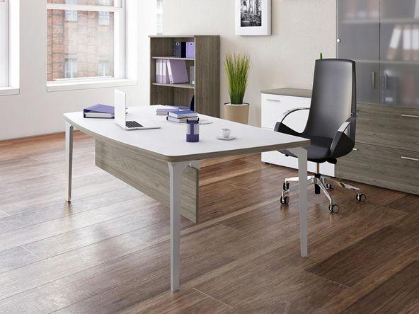 Bureau de direction Elite arqué en bois - grand format - 200x102 cm - plateau mélaminé 38 mm - garantie 10 ans_0