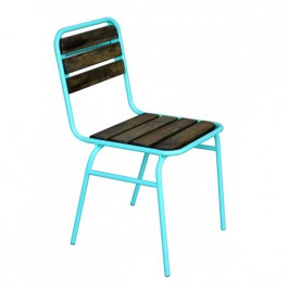 Cbr-306 chaise type ecolier en bois teinte en metal couleur bleu_0